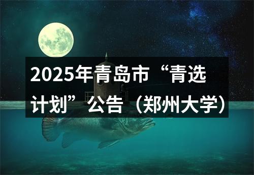 2025年青岛市“青选计划”公告（郑州大学） 图片