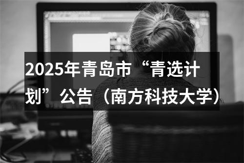 2025年青岛市“青选计划”公告（南方科技大学） 图片
